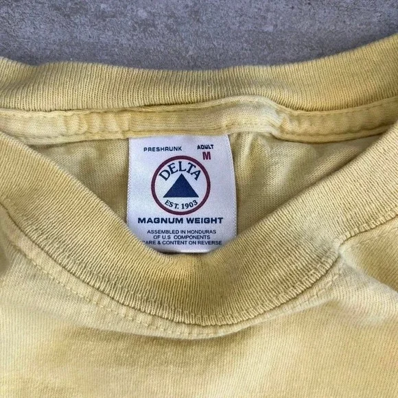 Delta Magnum Weight Mediterranean Palm Tree Embroidered Yellow T-Shirt Mens M - Picture 3 of 6